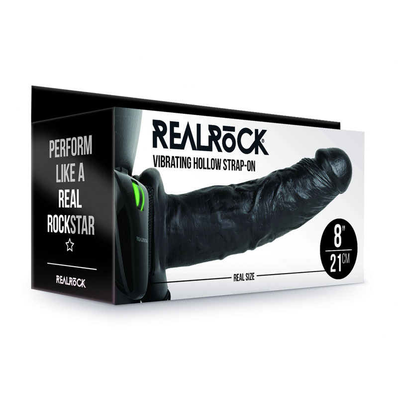 RealRock Vibrating Hollow Strapon 8'' - Black